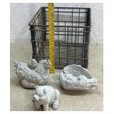 Dairy Lea Milk Crate w/ Concrete Lawn Statues