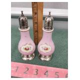 Antique hand painted salt and pepper - crack