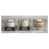 3 Autographed Official Major League Baseballs/