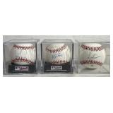 3 Autographed Official Major League Baseballs/