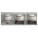 3 Autographed Official Major League Baseballs/