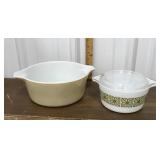 2- Green Verde, tan speckled Pyrex