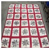 Hand Tied Quilt Black, White And Red Approx.