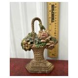 Small Cast Iron Door Stop - Basket Bouquet