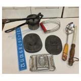 Vintage kitchen - cast iron molds, potato ricer,
