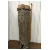 Large, heavy, wooden drum