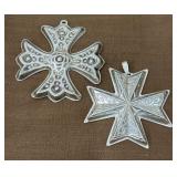 2 Sterling Christmas Crosses Reed and Barton