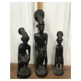 Carved wood tribal figures- playing drums *not