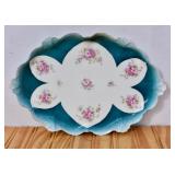 Antique Teal Made in Austria Oval Porcelain Plate