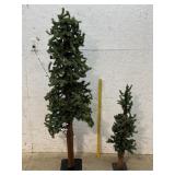 2 Alpine Christmas Trees on Metal Bases