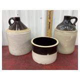 2 Crock Jugs And 1 Crock