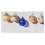 Hand Painted Artist Signed (4) and Hand Blown (1)