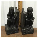 Bookends- man, woman, carved wood