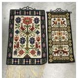 2 Swedish tapestries- vintage, colorful flowers,