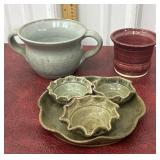 Studio potter vases and plate