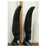 Tribal busts- carved wood
