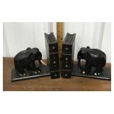 Ebony Elephant bookends w/ inlay *not perfect