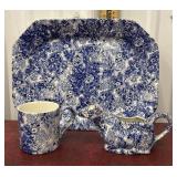 Chintzware platter, mug and cow creamer