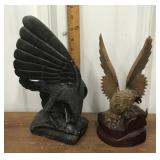 Eagle statues- stone?, wood *1 repaired