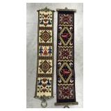 2 Swedish folk art tapestries- birds, people, deer