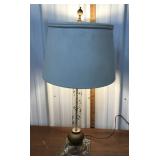 Etched glass lamp w/ shade *not perfect
