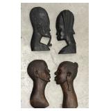 Carved wood profile art, wall decor