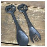 Elephant fork, spoon- carved wood, tribal