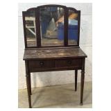 2 Drawer Vanity w/ 3 way mirror - needs cleaning