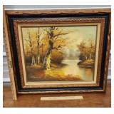 Painting J Pernosky fall stream oil on canvas