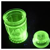 Uranium Glass Twist Top Apothecary Jar
