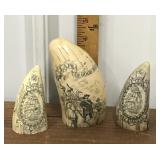 3pcs Faux scrimshaw