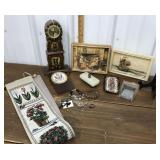 Clocks, wall hanging, plaques, bracelets, ring,