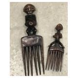 Carved wood tribal combs- man, woman