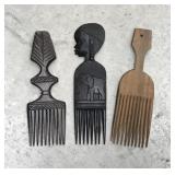 Tribal combs- carved wood