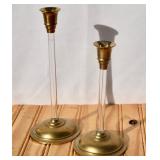 Pair of MCM Lucite & Brass Candlesticks
