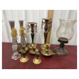 Brass candle stick holders and other candle