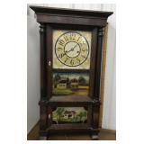 19th Century shelf clock w/reverse painted glass