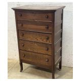 5 Drawer Highboy Dresser (Oak) 30/19/48
