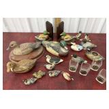 Duck and geese items - book ends, candle,