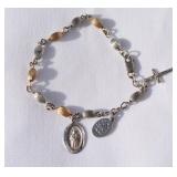 Sterling Religious 7" Charm Bracelet. (gold beads