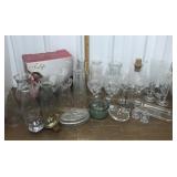 Glasses, bowl set, cow butter dish, hurricanes