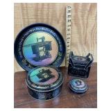 Singer tins - tray, box, 3 1/2ï¿½ round and 7ï¿½