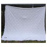 Chenille bedspread - greenish yellow and white -