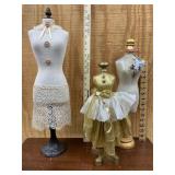 3 decorative Dress mannequins - 1 is hand painted