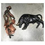 Plaster? Bull, bull fighter wall plaques *not