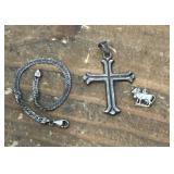 Cross & cow pendants, bracelet- cross marked