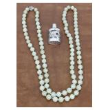 Sterling clasp jade??? Beaded necklace & silver
