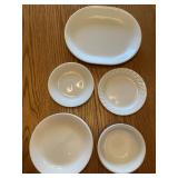 Assorted white Corelle pieces - 2 platters, 5 5