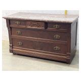 5 Drawer Marble Top Dresser 51/23/30