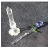 Ed Hammond Corning Glass Signed Flower & Vase